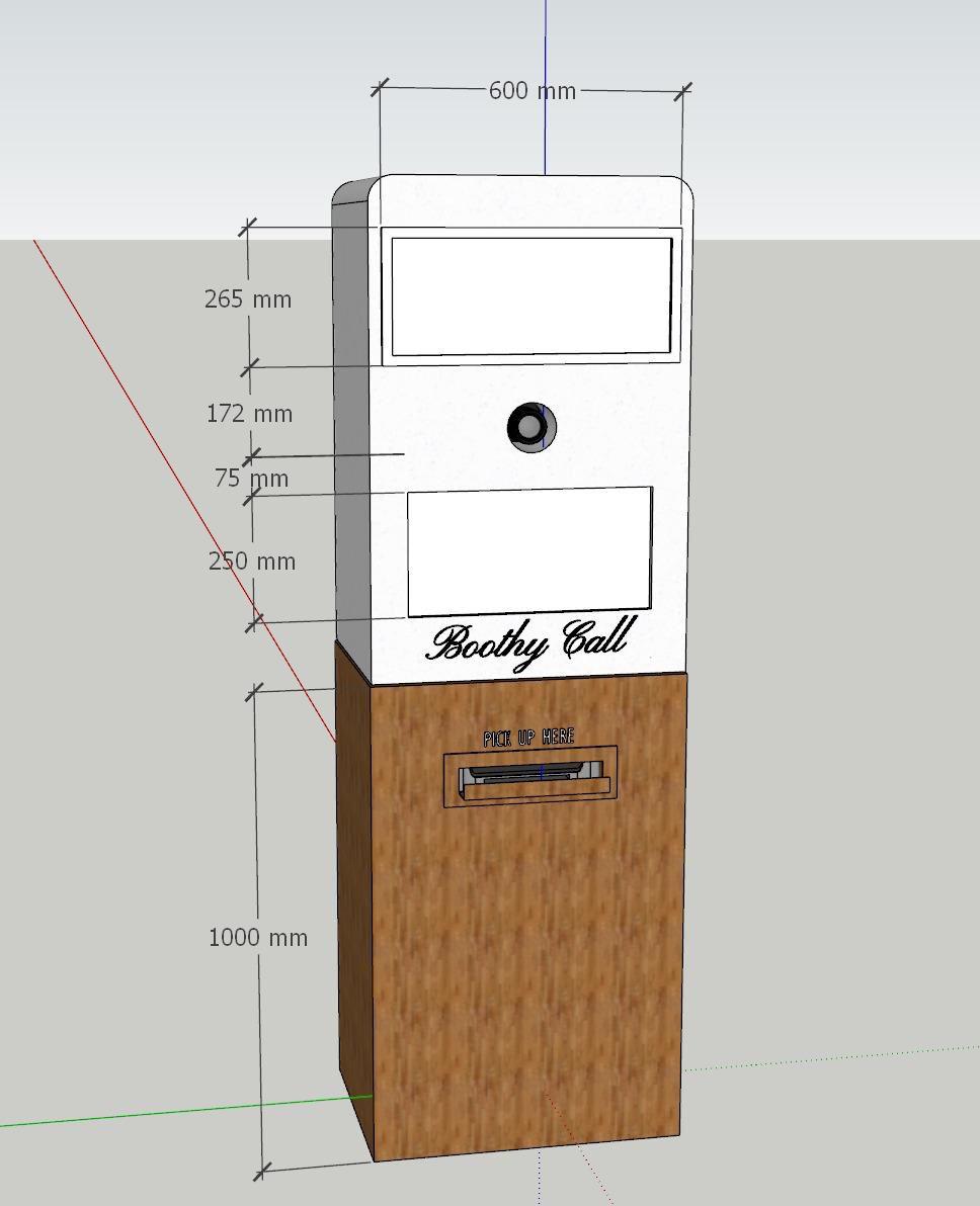 3D render of the BoothyCall event photostand, 600 mm wide